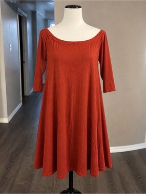 Hot Kiss Women's Burnt Orange Off-Shoulder Midi Dress